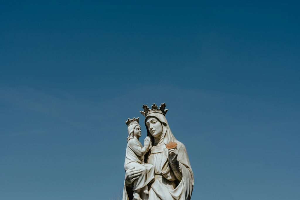 Virgin Mary and Baby Jesus statue prayers of the Catholic Church