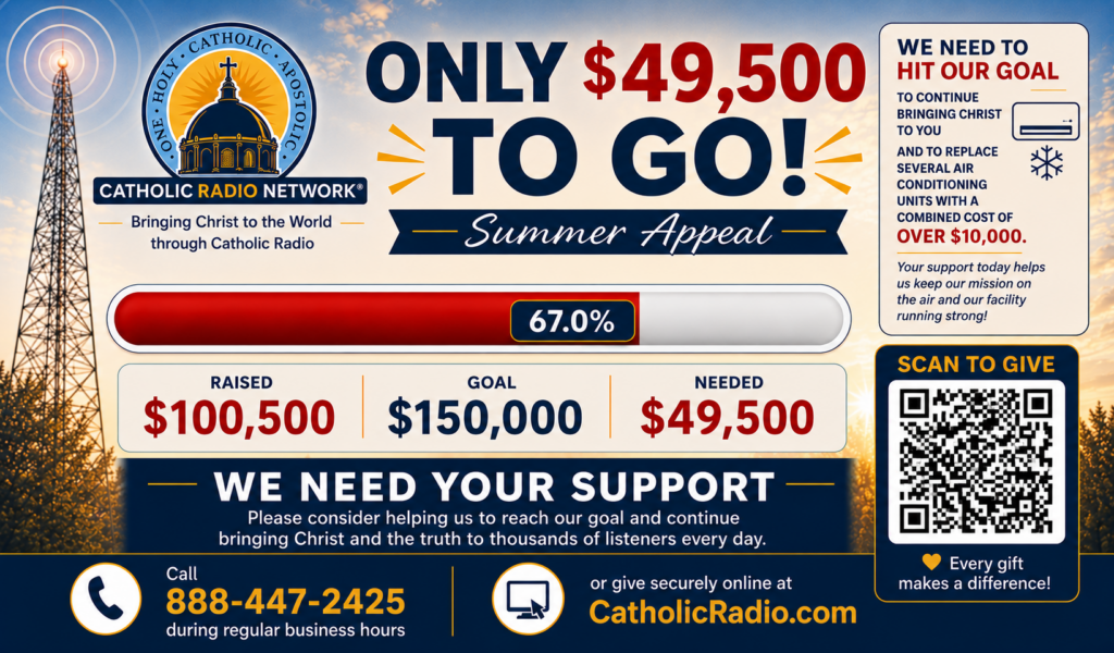 Catholic Radio Network Summer Appeal Update 67% percent of goal